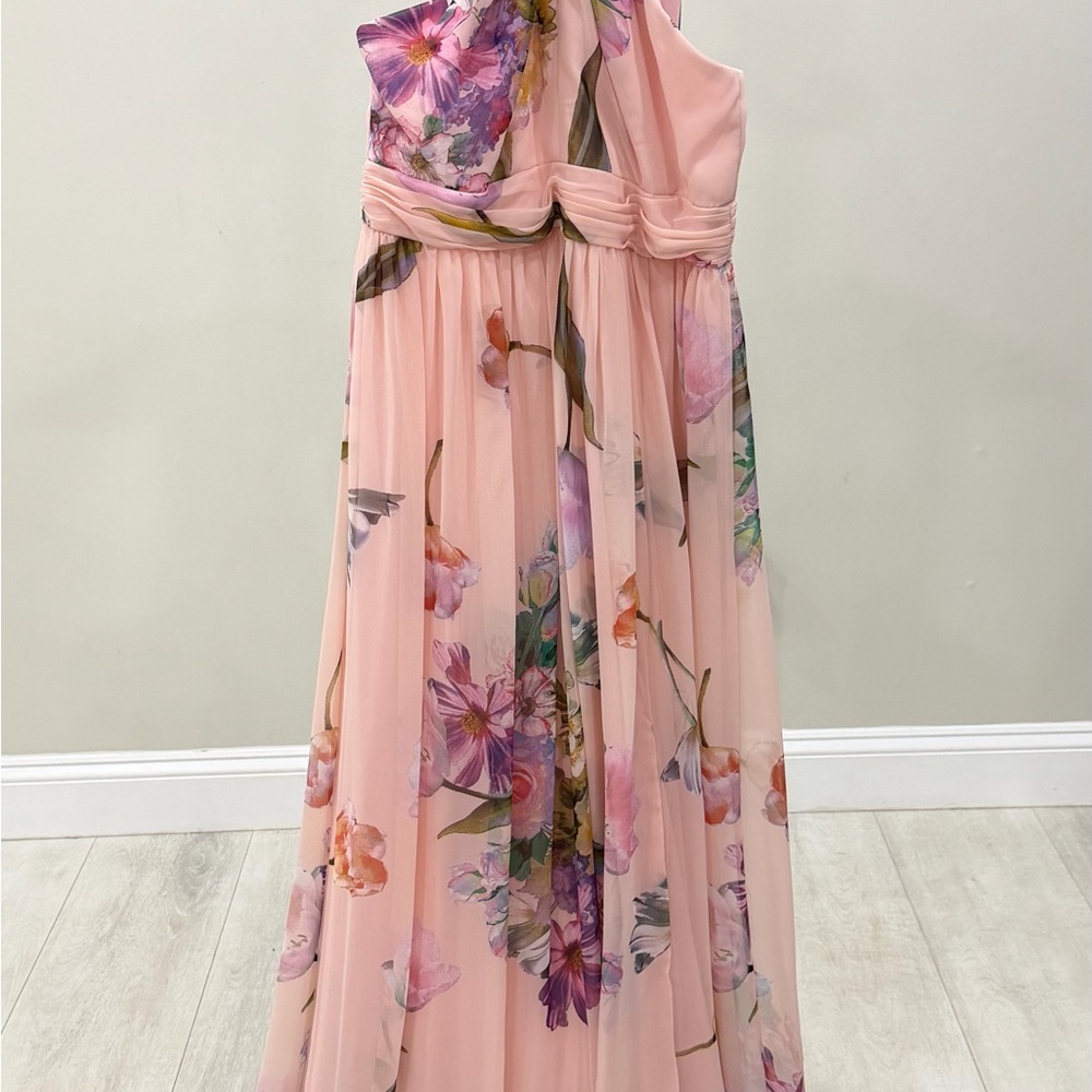 Floral One-Shoulder Pink Dress